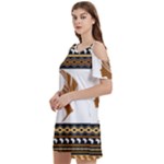 African Women Pattern Seamless Style Women s Cold Shoulder Round Neck Mini Dress