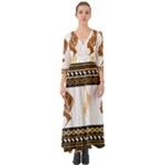 African Women Pattern Seamless Style Button Up Boho Maxi Dress