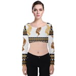 African Women Pattern Seamless Style Velvet Long Sleeve Crop Top