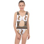 African Women Pattern Seamless Style Center Cut Out Swimsuit