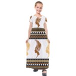 African Women Pattern Seamless Style Kids  Short Sleeve Maxi Dress