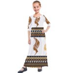 African Women Pattern Seamless Style Kids  Quarter Sleeve Maxi Dress