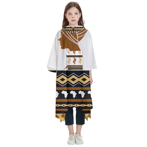 African Women Pattern Seamless Style Kids  Hooded Rain Ponchos from ArtsNow.com