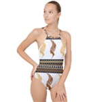 African Women Pattern Seamless Style High Neck One Piece Swimsuit