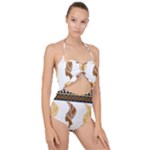 African Women Pattern Seamless Style Scallop Top Cut Out Swimsuit