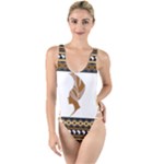 African Women Pattern Seamless Style High Leg Strappy Swimsuit