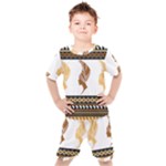 African Women Pattern Seamless Style Kids  T-Shirt and Shorts Set