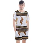 African Women Pattern Seamless Style Men s Mesh T-Shirt and Shorts Set