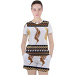 African Women Pattern Seamless Style Women s T-Shirt and Shorts Set