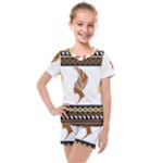 African Women Pattern Seamless Style Kids  Mesh T-Shirt and Shorts Set