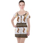 African Women Pattern Seamless Style Ruffle Cut Out Chiffon Playsuit