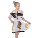 African Women Pattern Seamless Style Kids  Shoulder Cutout Chiffon Dress