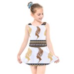 African Women Pattern Seamless Style Kids  Skater Dress Swimsuit