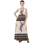 African Women Pattern Seamless Style Empire Waist Velour Maxi Dress