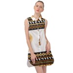 African Women Pattern Seamless Style Sleeveless Shirt Dress