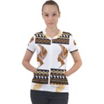 African Women Pattern Seamless Style Short Sleeve Zip Up Jacket