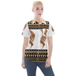 African Women Pattern Seamless Style Women s Short Sleeve Pocket Shirt