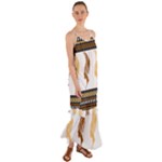 African Women Pattern Seamless Style Cami Maxi Ruffle Chiffon Dress