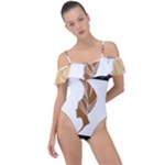 African Women Pattern Seamless Style Frill Detail One Piece Swimsuit