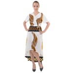 African Women Pattern Seamless Style Front Wrap High Low Dress