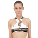 African Women Pattern Seamless Style High Neck Bikini Top