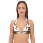 African Women Pattern Seamless Style Double Strap Halter Bikini Top