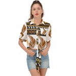 African Women Pattern Seamless Style Tie Front Shirt 