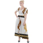 African Women Pattern Seamless Style Button Up Short Sleeve Maxi Dress