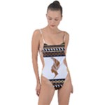 African Women Pattern Seamless Style Tie Strap One Piece Swimsuit