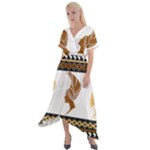 African Women Pattern Seamless Style Cross Front Sharkbite Hem Maxi Dress