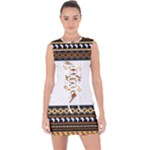 African Women Pattern Seamless Style Lace Up Front Bodycon Dress