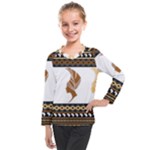 African Women Pattern Seamless Style Kids  Long Mesh T-Shirt