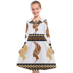 African Women Pattern Seamless Style Kids  Midi Sailor Dress from ArtsNow.com