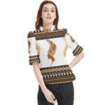 African Women Pattern Seamless Style Frill Neck Blouse