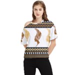 African Women Pattern Seamless Style One Shoulder Cut Out T-Shirt