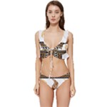 African Women Pattern Seamless Style Low Cut Ruffle Edge Bikini Set