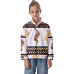 African Women Pattern Seamless Style Kids  Half Zip Hoodie