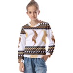 African Women Pattern Seamless Style Kids  Long Sleeve T-Shirt with Frill 