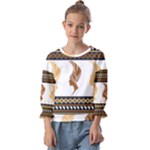 African Women Pattern Seamless Style Kids  Cuff Sleeve Top