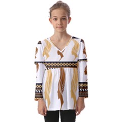 Kids  V Neck Casual Top 