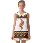 African Women Pattern Seamless Style Kids  Pilgrim Collar Ruffle Hem Dress