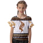 African Women Pattern Seamless Style Kids  Cut Out Flutter Sleeves