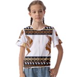 African Women Pattern Seamless Style Kids  Cuff Sleeve Scrunch Bottom T-Shirt