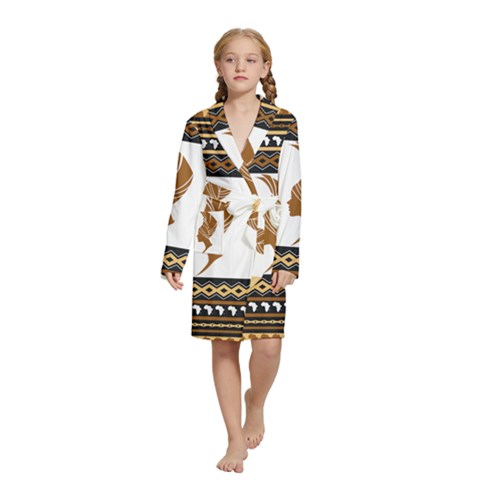 African Women Pattern Seamless Style Kids  Long Sleeve Velvet Lounge Robe from ArtsNow.com