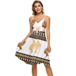 African Women Pattern Seamless Style Sleeveless Tie Front Chiffon Dress