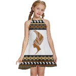 African Women Pattern Seamless Style Kids  Halter Collar Waist Tie Chiffon Dress