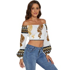 Long Sleeve Crinkled Weave Crop Top 