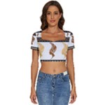 African Women Pattern Seamless Style Short Sleeve Square Neckline Crop Top 