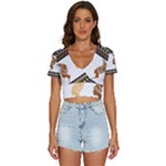 African Women Pattern Seamless Style V-Neck Crop Top