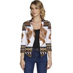 African Women Pattern Seamless Style Women s Casual 3/4 Sleeve Spring Jacket